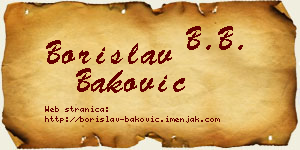 Borislav Baković vizit kartica
